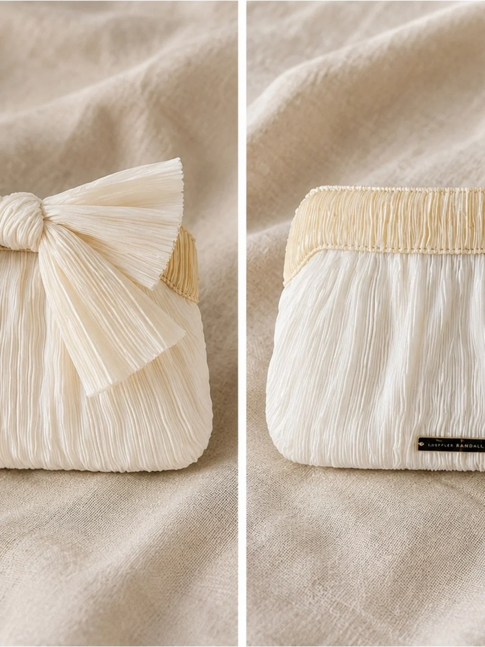 Loeffler Randall Dahlia Pearl Pleated Bow Heel & Rayne Pearl Bow Clutch - NEW